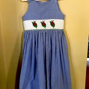 Vive La Fete, size 4, blue and white small checked, sleeveless, Like New!